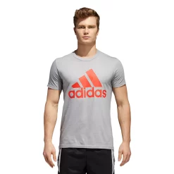 Men's adidas Classic Badge of Sport Tee -Workout Clothes Sales Store 2592871 Medium Gray Red
