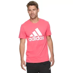 Men's adidas Classic Badge of Sport Tee -Workout Clothes Sales Store 2592871 Prism Pink White