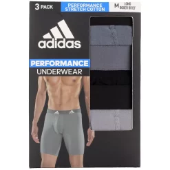Men’s adidas 3-Pack Cotton Stretch Long Boxer Briefs -Workout Clothes Sales Store 3427170 ALT9