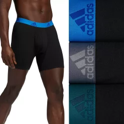 Men's adidas 3-pack Cotton Stretch Boxer Briefs -Workout Clothes Sales Store 3427176 Black Blue Rush