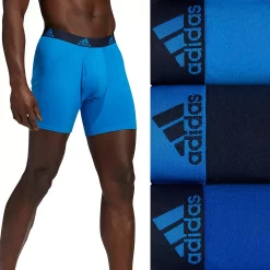 Men's adidas 3-pack Cotton Stretch Boxer Briefs -Workout Clothes Sales Store 3427176 Blue Rush Legend Ink