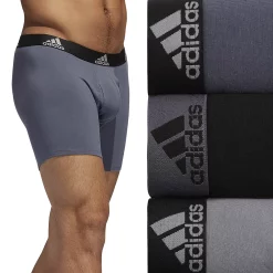 Men's adidas 3-pack Cotton Stretch Boxer Briefs -Workout Clothes Sales Store 3427176 Onix Black Gray