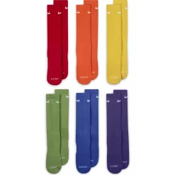 Men's Nike 6-pack Everyday Plus Cushion Crew Training Socks -Workout Clothes Sales Store 3570386 Red Orange Blue Purple