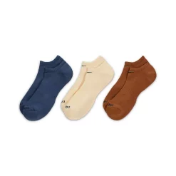 Men's Nike 3-pack Everyday Plus Cushion No-Show Training Socks -Workout Clothes Sales Store 3571169 Blue Cream Brown
