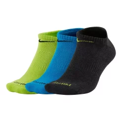 Men's Nike 3-pack Everyday Plus Cushion No-Show Training Socks -Workout Clothes Sales Store 3571169 Cyber Laser Blue Black