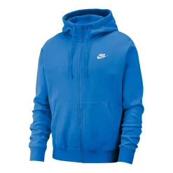 Men's Nike Sportswear Club Fleece Full-Zip Hoodie -Workout Clothes Sales Store 3582955 Light Photo Blue White