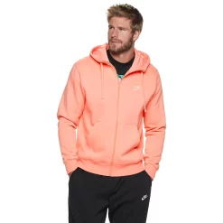 Men's Nike Sportswear Club Fleece Full-Zip Hoodie -Workout Clothes Sales Store 3582955 Pink Quartz White