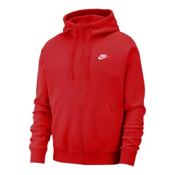 Men's Nike Sportswear Club Fleece Full-Zip Hoodie -Workout Clothes Sales Store 3582955 University Red White