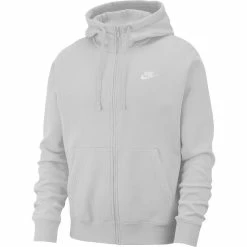 Men's Nike Sportswear Club Fleece Full-Zip Hoodie -Workout Clothes Sales Store 3582955 Vast Gray White