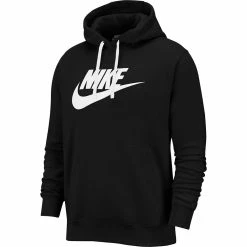Men's Nike Sportswear Club Logo Pullover Hoodie -Workout Clothes Sales Store 3589597 Black White