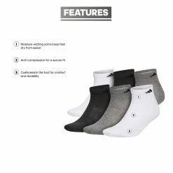 Men's adidas 6-pack Athletic Cushioned Low-Cut Socks -Workout Clothes Sales Store 3607799 ALT