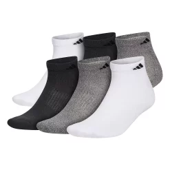 Men's adidas 6-pack Athletic Cushioned Low-Cut Socks -Workout Clothes Sales Store 3607799 White Beige Gray