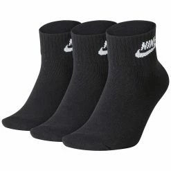 Men's Nike 3-Pack Everyday Essential Ankle Socks -Workout Clothes Sales Store 3632023 Black