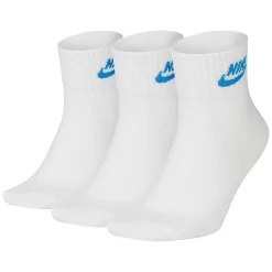 Men's Nike 3-Pack Everyday Essential Ankle Socks -Workout Clothes Sales Store 3632023 White Photo Blue