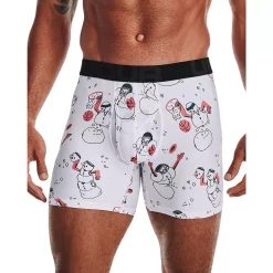 Men's Under Armour UA Tech™ 6-inch Boxerjock® Briefs -Workout Clothes Sales Store 3655372 White Snowmen