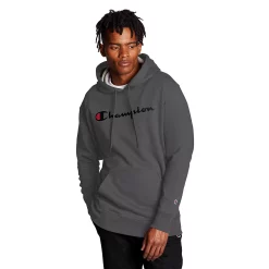 Men's Champion® Powerblend Fleece Graphic Pullover Hoodie -Workout Clothes Sales Store 3718607 Granite Heather