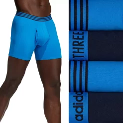Men's adidas 4-Pack Core Stretch Cotton Boxer Briefs 19 Men's adidas 4-Pack Core Stretch Cotton Boxer Briefs -Workout Clothes Sales Store 3800444 Blue Rush Ink Blue