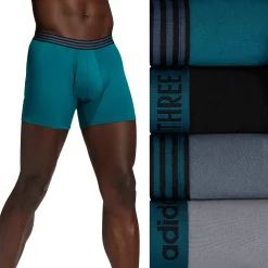 Men's adidas 4-Pack Core Stretch Cotton Boxer Briefs 20 Men's adidas 4-Pack Core Stretch Cotton Boxer Briefs -Workout Clothes Sales Store 3800444 Teal Green Black Gray