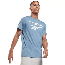 Men's Reebok Stacked Logo Tee -Workout Clothes Sales Store 3886461 Blue Slate