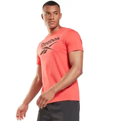 Men's Reebok Stacked Logo Tee -Workout Clothes Sales Store 3886461 Cherry
