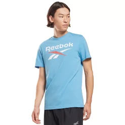 Men's Reebok Stacked Logo Tee -Workout Clothes Sales Store 3886461 Essential Blue