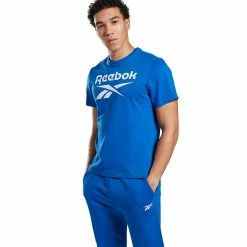 Men's Reebok Stacked Logo Tee -Workout Clothes Sales Store 3886461 Humble Blue