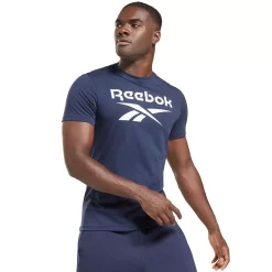 Men's Reebok Stacked Logo Tee -Workout Clothes Sales Store 3886461 Vector Navy White