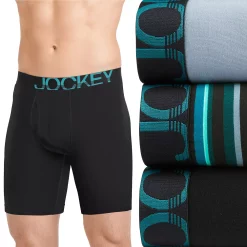 Men's Jockey® 3-pack ActiveStretch™ Midway Briefs -Workout Clothes Sales Store 4222985 Black Green Blue