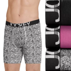Men's Jockey® 3-pack ActiveStretch™ Midway Briefs -Workout Clothes Sales Store 4222985 Fuchsi Black Floral