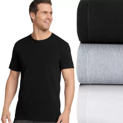 Men's Jockey® Stretch 3-pack Crewneck Tees 16 Men's Jockey® Stretch 3-pack Crewneck Tees -Workout Clothes Sales Store 4226681 White Grey Htr Black
