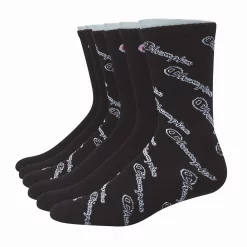 Men's Champion® 6-pack Basic Performance Crew Socks -Workout Clothes Sales Store 4304444 Black Script