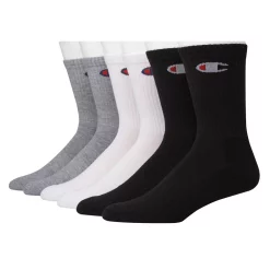 Men's Champion® 6-pack Basic Performance Crew Socks -Workout Clothes Sales Store 4304444 Black White Gray