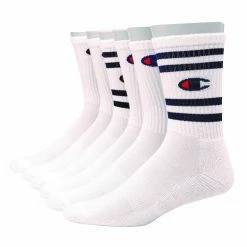 Men's Champion® 6-pack Basic Performance Crew Socks -Workout Clothes Sales Store 4304444 White Black Stripe