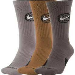 Men's Nike 3-pack Everyday Dri-FIT Basketball Crew Socks -Workout Clothes Sales Store 4380002 Taupe Haze Bronze