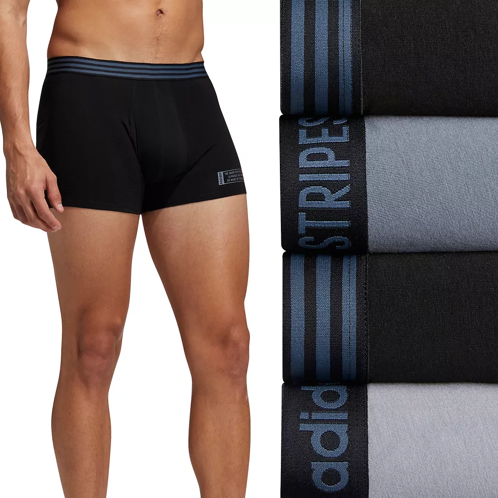 Men's adidas 4-pack Core Stretch Cotton Trunks 3 Men's adidas 4-pack Core Stretch Cotton Trunks