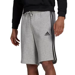 Men's adidas 3-Stripe Fleece Shorts 17 Men's adidas 3-Stripe Fleece Shorts -Workout Clothes Sales Store 4486228 Medium Gray Black