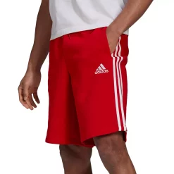 Men's adidas 3-Stripe Fleece Shorts 16 Men's adidas 3-Stripe Fleece Shorts -Workout Clothes Sales Store 4486228 Scarlet White