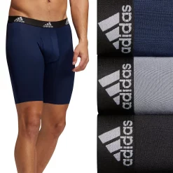 Men's adidas Performance 3-Pack Long Boxer Briefs -Workout Clothes Sales Store 4517771 Black Gray Navy