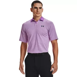 Men's Under Armour Striped Classic-Fit Performance Golf Polo -Workout Clothes Sales Store 4526407 Magenta