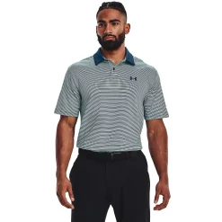 Men's Under Armour Striped Classic-Fit Performance Golf Polo -Workout Clothes Sales Store 4526407 Petrol Blue
