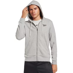 Men's Reebok Identity Full-Zip Hoodie -Workout Clothes Sales Store 4536035 Medium Gray Heather
