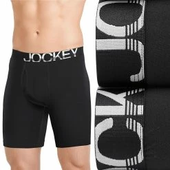 Men's Jockey® 2-Pack Active Stretch Long-Leg Boxer Briefs -Workout Clothes Sales Store 4594451 Black