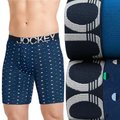 Men's Jockey® 2-Pack Active Stretch Long-Leg Boxer Briefs -Workout Clothes Sales Store 4594451 Navy Blue