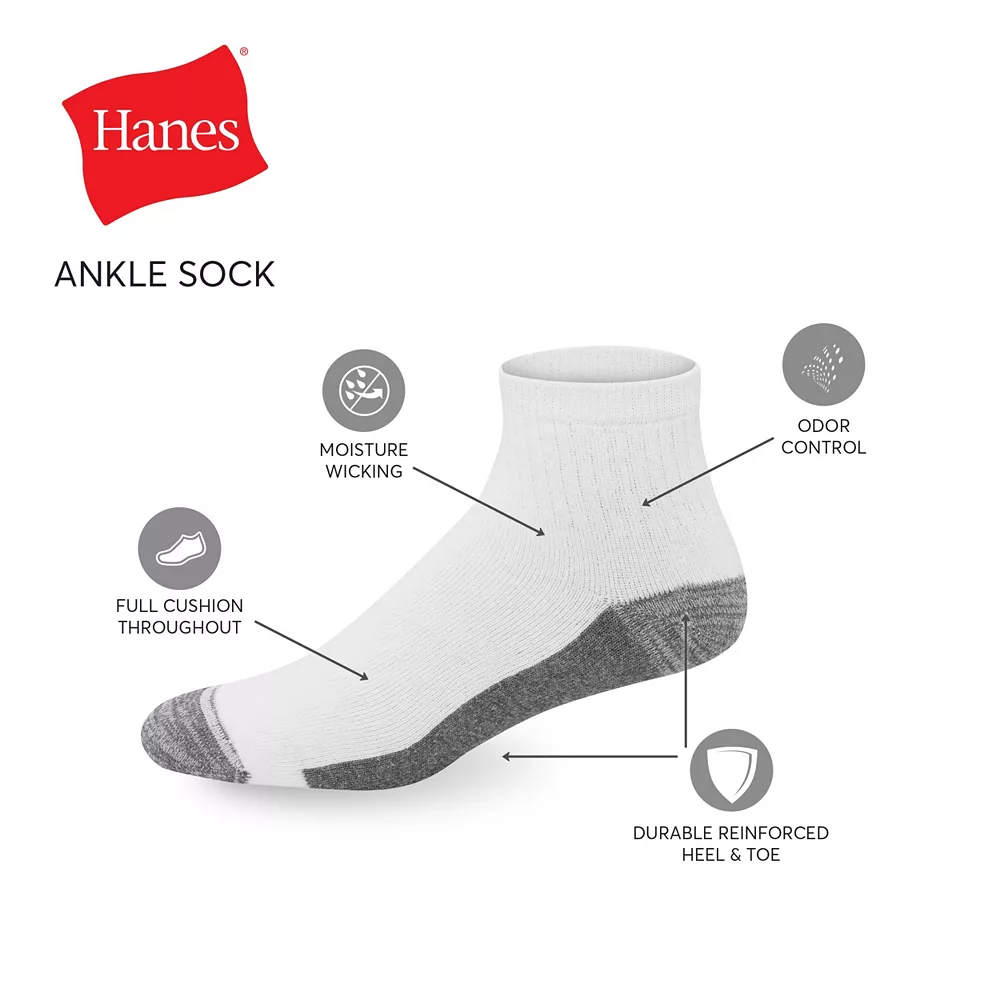 Men's Hanes Ultimate® 8-Pack X-Temp Ultra Cushion Ankle Socks 7 Men's Hanes Ultimate® 8-Pack X-Temp Ultra Cushion Ankle Socks - Image 5