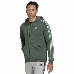 Men's adidas Essential Full-Zip Fleece Hoodie 21 Men's adidas Essential Full-Zip Fleece Hoodie -Workout Clothes Sales Store 4883022 Green Oxide