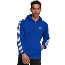 Men's adidas Essential Full-Zip Fleece Hoodie 18 Men's adidas Essential Full-Zip Fleece Hoodie -Workout Clothes Sales Store 4883022 Team Royal White