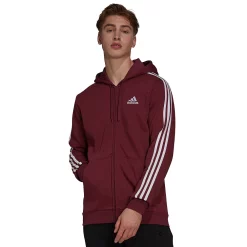 Men's adidas Essential Full-Zip Fleece Hoodie 19 Men's adidas Essential Full-Zip Fleece Hoodie -Workout Clothes Sales Store 4883022 Victory Crimson
