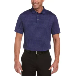 Men's Grand Slam Heather Windowpane Polo -Workout Clothes Sales Store 4915777 Clematis Blue Heather