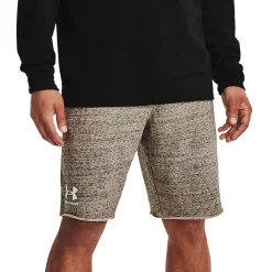 Men's Under Armour Rival French-Terry Shorts -Workout Clothes Sales Store 4931846 Khaki Base Heather