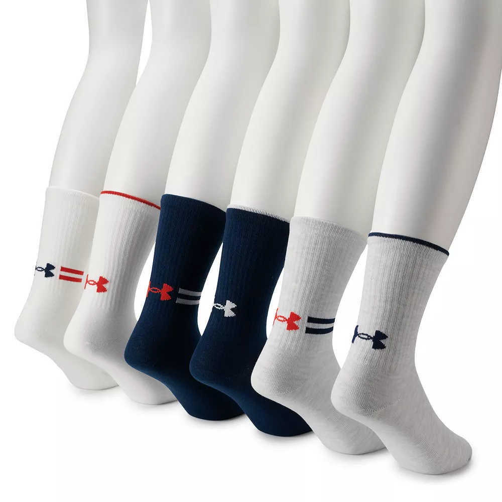 Men's Under Armour 6-pack Essential Lite Crew Socks 5 Men's Under Armour 6-pack Essential Lite Crew Socks - Image 3